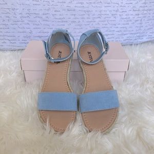Flat Light Blue Espadrille Sandals